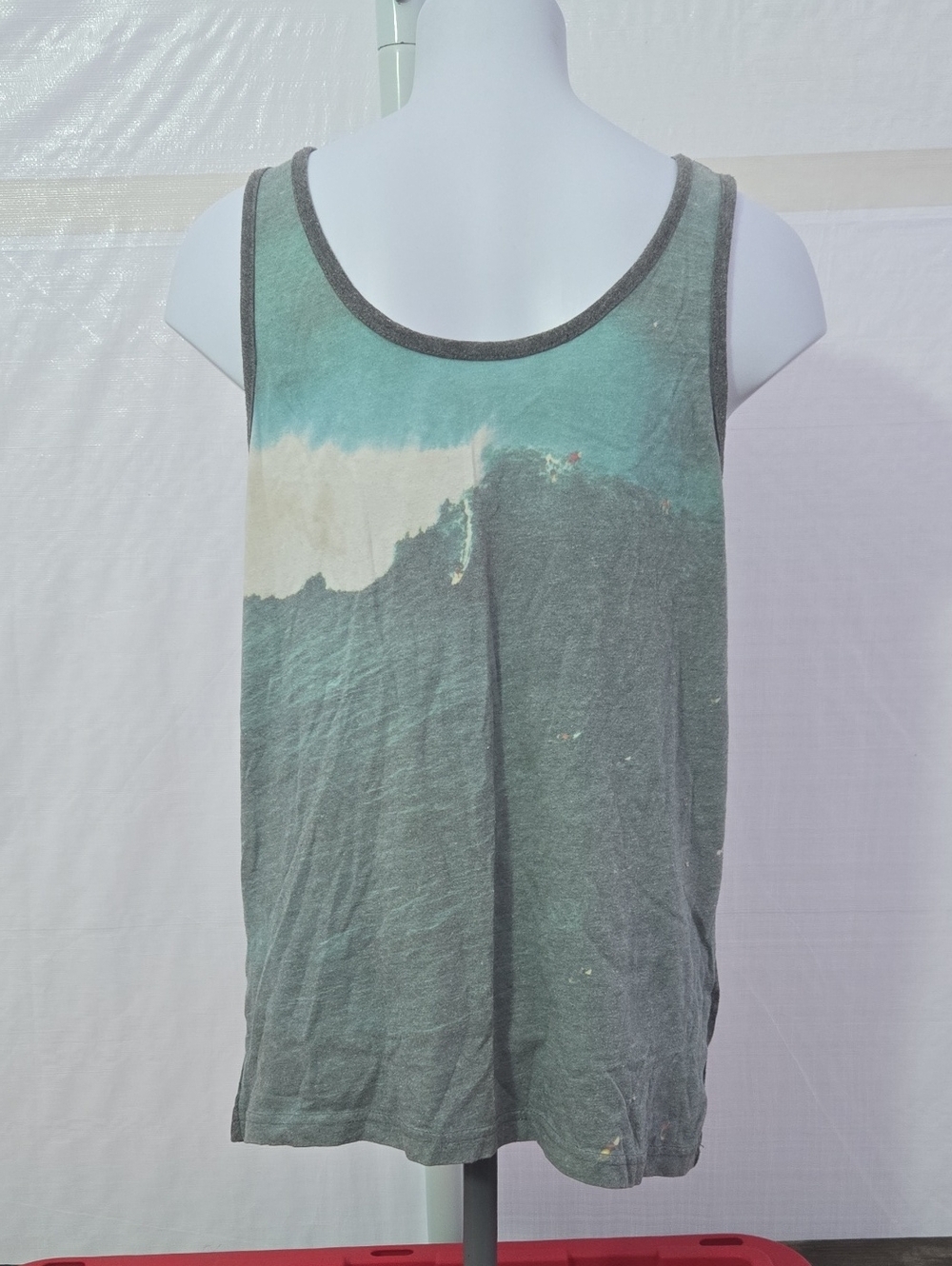 American Eagle Outfitters Gray Logo Tee with Red Accent